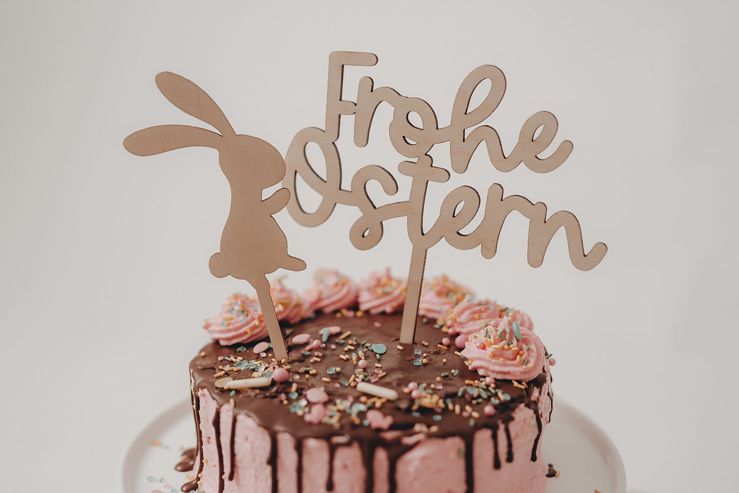 Cake Topper - Frohe Ostern + Hase