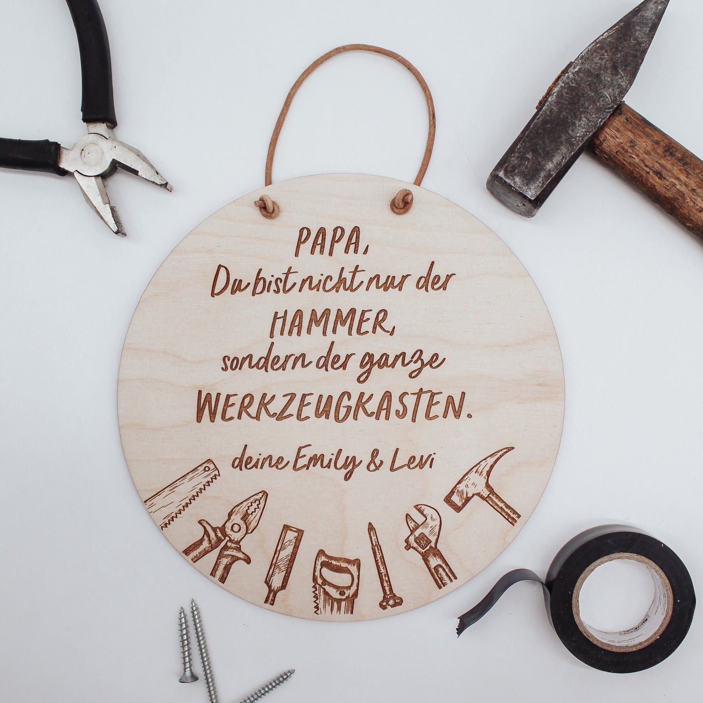 Holzschild - Papa - Werkzeugkasten